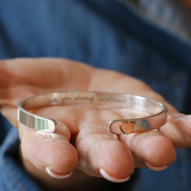 Silver Ashes and Handwriting Cuff Bracelet