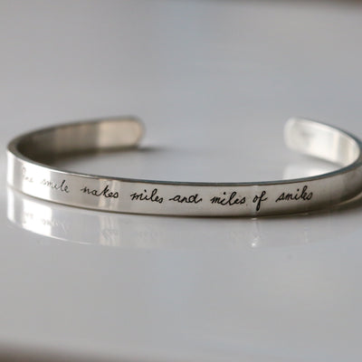 Silver Handwriting Cuff Bracelet