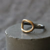 Silver and Gold Open Oval Ring - Thumbnail 1