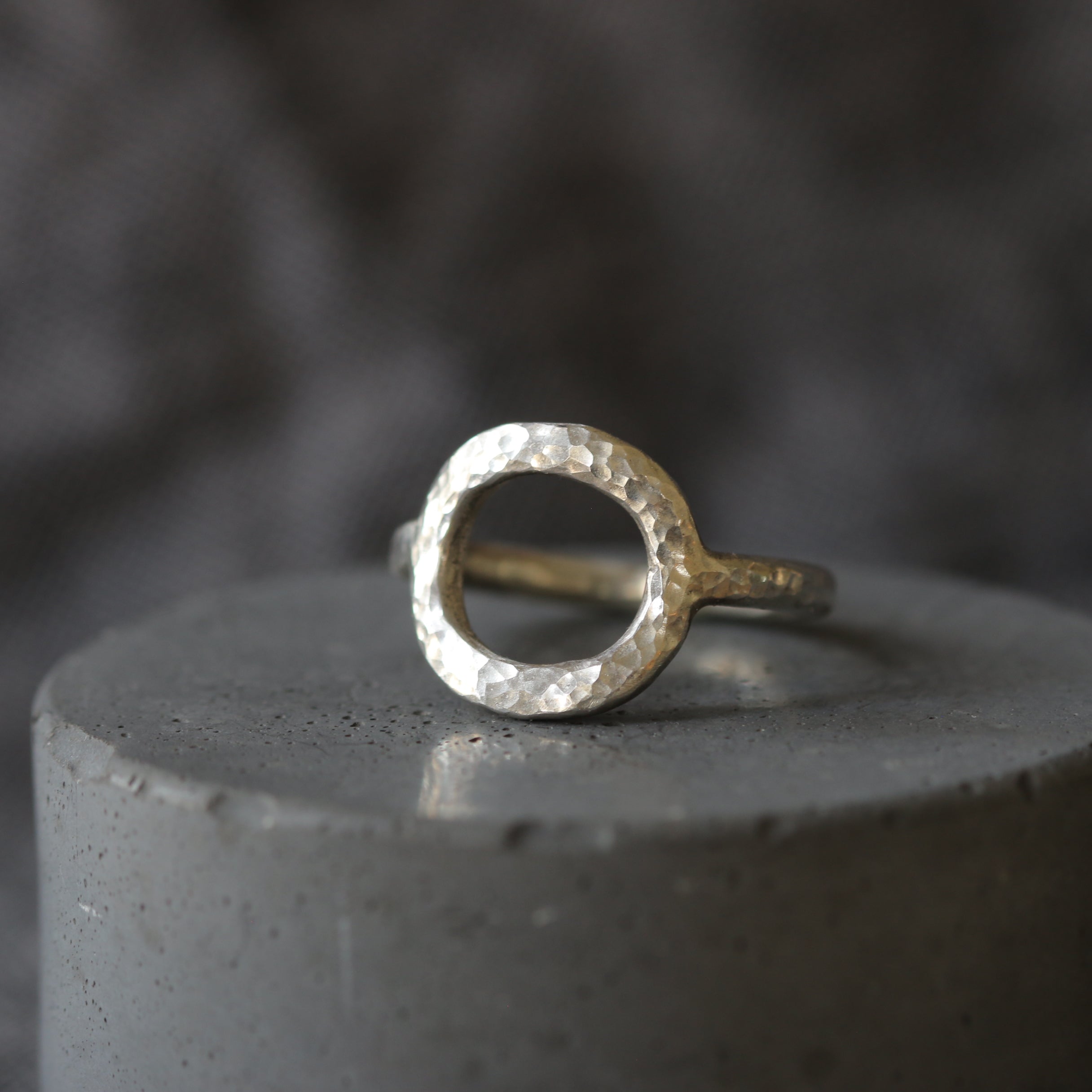 Hammered Silver Open Circle Ring