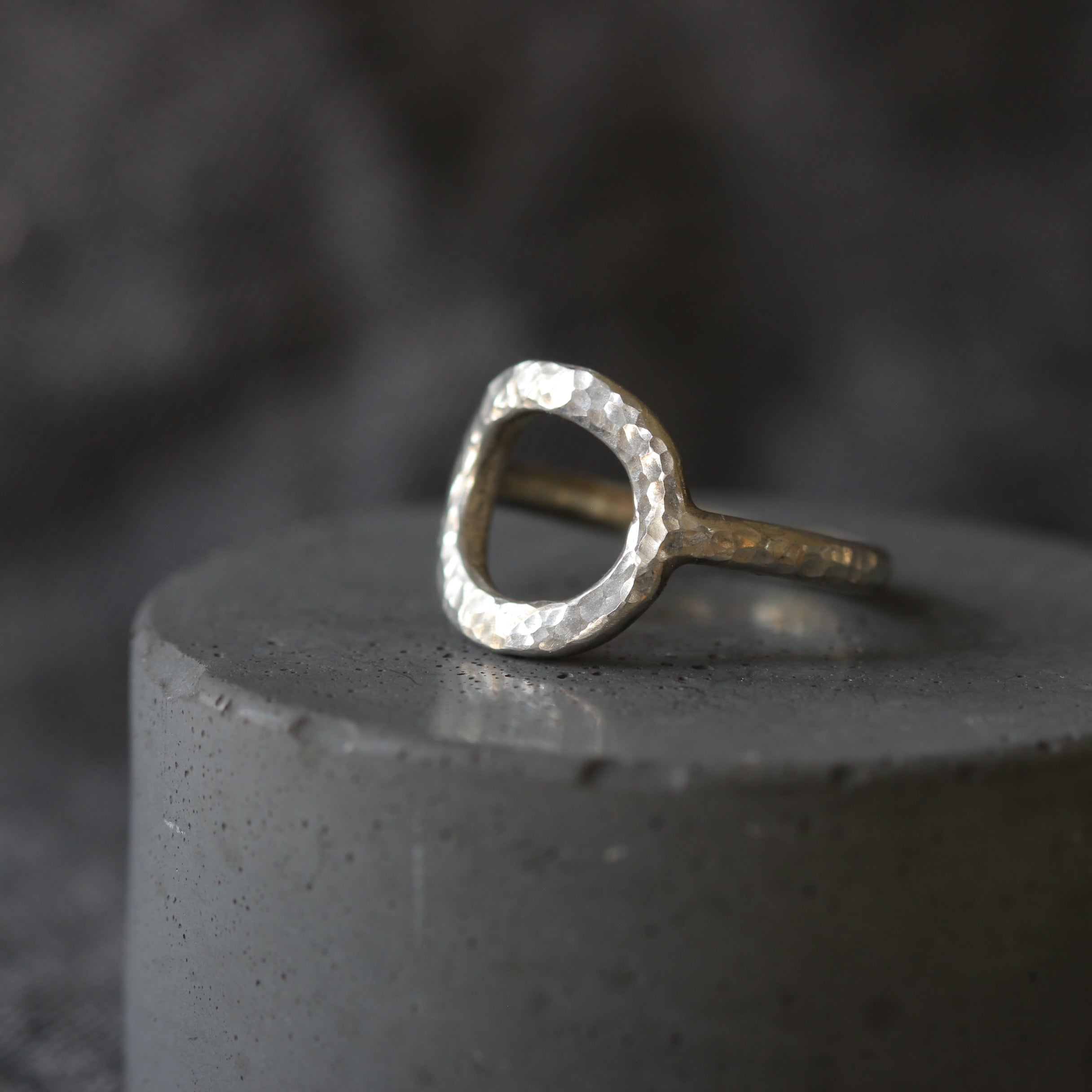 Hammered Silver Open Circle Ring