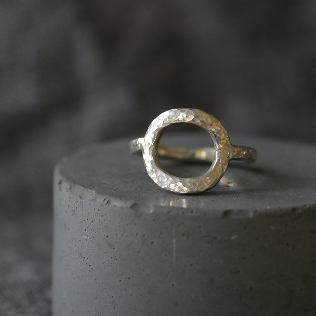 Hammered Silver Open Circle Ring - Image 3
