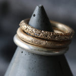 Sand Cast Gold Ring with Moissanite Stones - Image 1