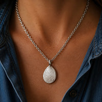 Silver Droplet Fingerprint Necklace - Thumbnail 3