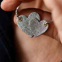 Silver Entwined Duet Hearts Print Necklace - Thumbnail 3