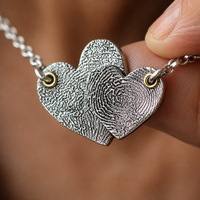 Silver Entwined Duet Hearts Print Necklace - Thumbnail 4