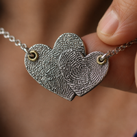 Silver Entwined Duet Hearts Print Necklace - Thumbnail 6