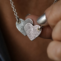 Silver Entwined Hearts Print Necklace – Fingerprint and Dog Nose Print