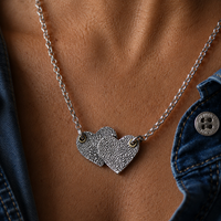 Silver Entwined Hearts Print Necklace – Fingerprint and Dog Nose Print