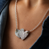 Silver Entwined Hearts Print Necklace – Fingerprint and Dog Nose Print