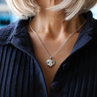 Silver Snozza™ Regular Heart Dog Nose Impression Necklace – A classic heart shape with a deeply personal meaning