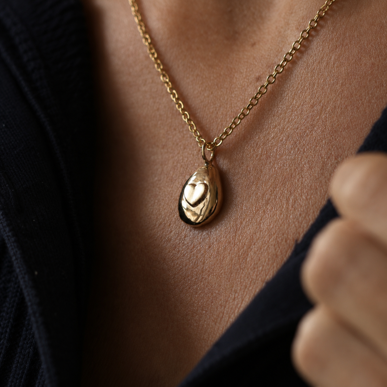 Gold Secret Chamber Pebble Ashes Necklace