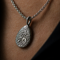 Silver Droplet Dog Nose Print Necklace – Wide Droplet with Optional Initial