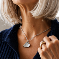 Silver Curved Heart Fingerprint Necklace - Thumbnail 7