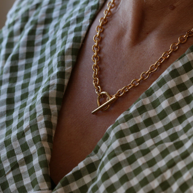 Solo Gold Vermeil T-Bar Necklace - Image 2