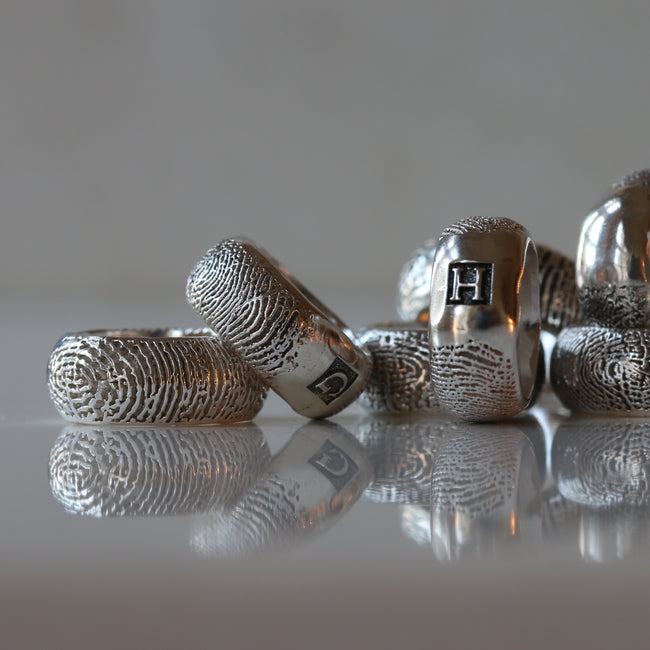 Sterling silver Heirloom Fingerprint Story Beads