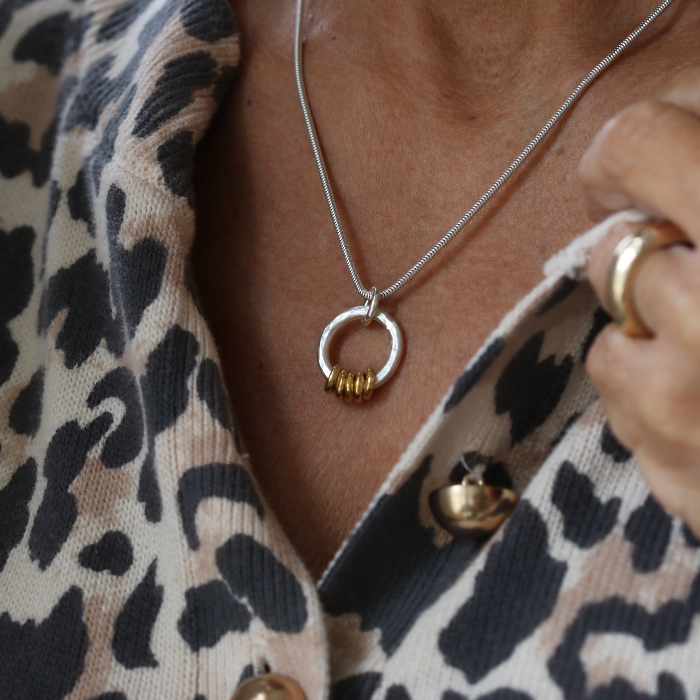 Gold and Silver Milestone Ring Necklace