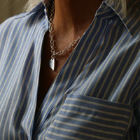 Silver Belcher Chain Heart Necklace - Thumbnail 3