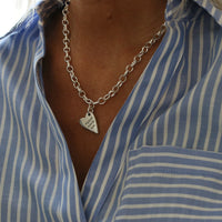 Silver Belcher Chain Heart Necklace - Thumbnail 5