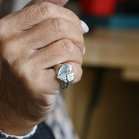 Sand Cast Heart Signet Ring - Thumbnail 10