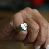 Sand Cast Heart Signet Ring - Thumbnail 9