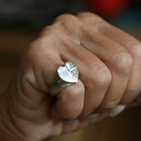 Sand Cast Heart Signet Ring - Thumbnail 7