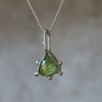 Trilliant shaped Verdelite Green Tourmaline Necklace - Image 1