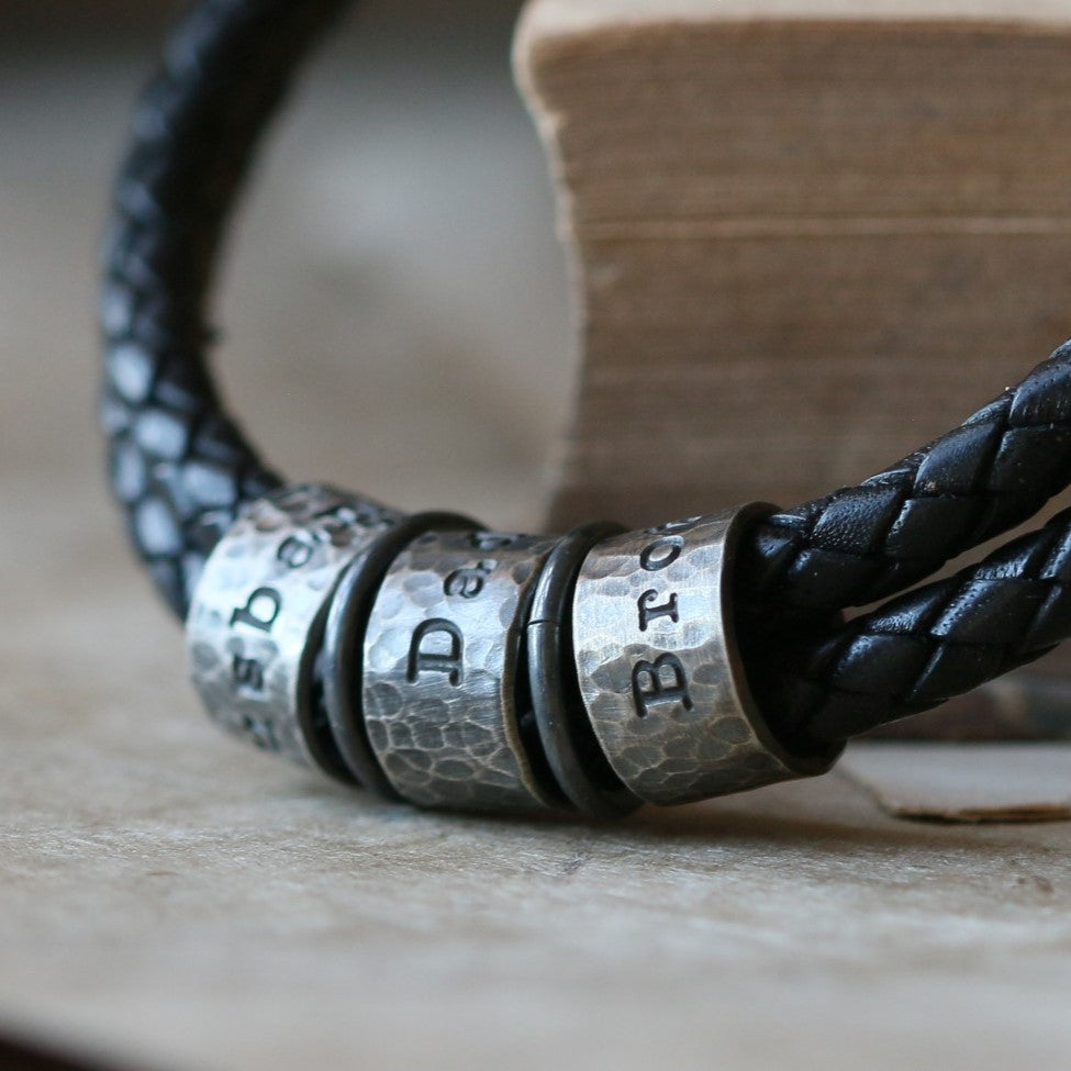 Hammered Black Story Bracelet
