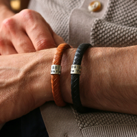 Personalised Classic Silver and Leather Bracelet - Thumbnail 13