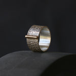 Silver Rune Texture Ring with Gold Bar - Image 3