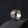 Silver Rune Texture Ring with Gold Bar - Thumbnail 4