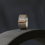 Silver Rune Texture Ring with Gold Bar - Image 6