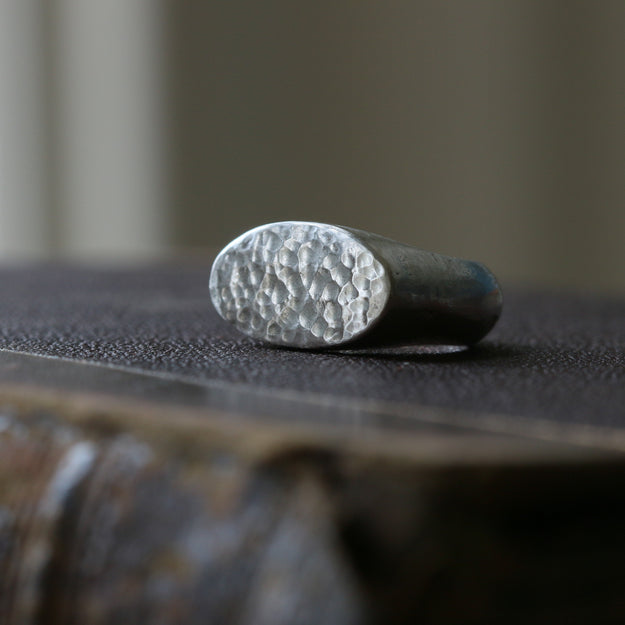Sand Cast Silver Oval Signet Ring - Image 7