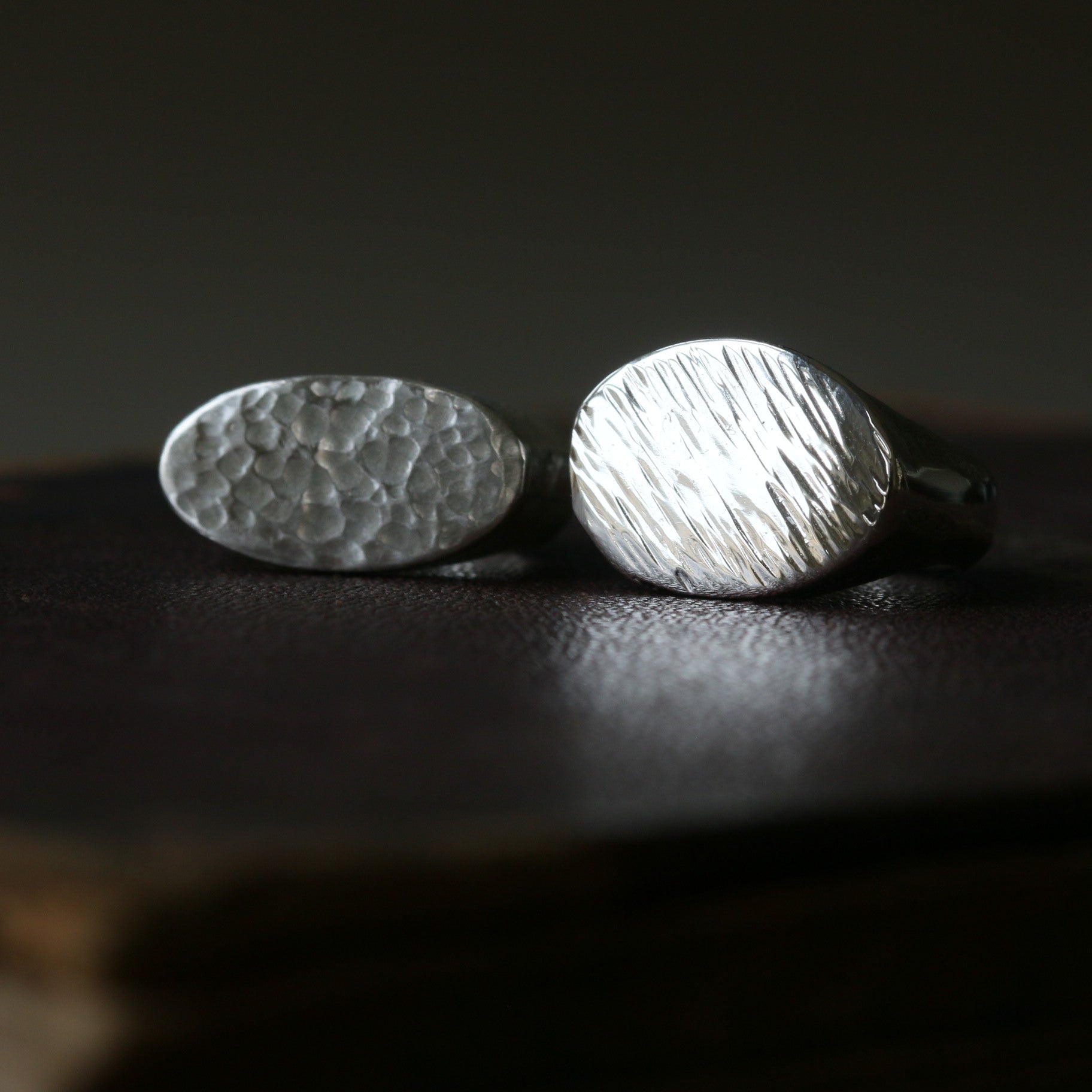 Sand Cast Silver Oval Signet Ring