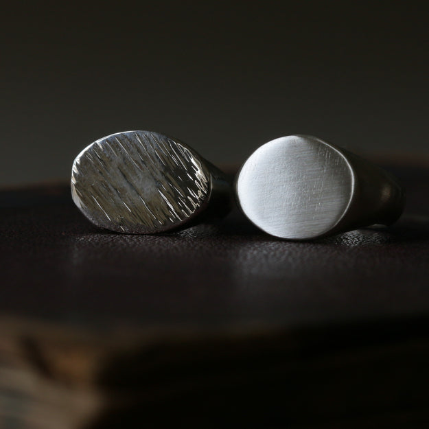 Sand Cast Silver Oval Signet Ring - Image 9