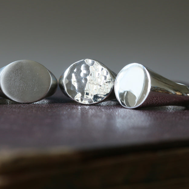 Sand Cast Silver Oval Signet Ring - Image 8