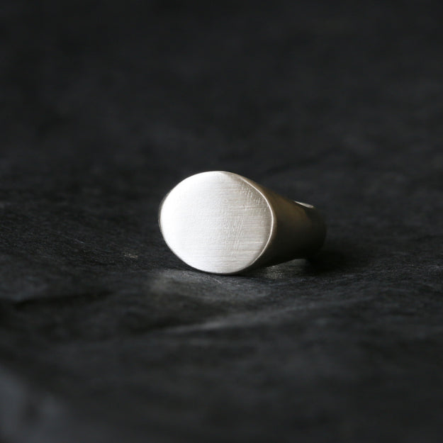 Sand Cast Silver Oval Signet Ring - Image 5
