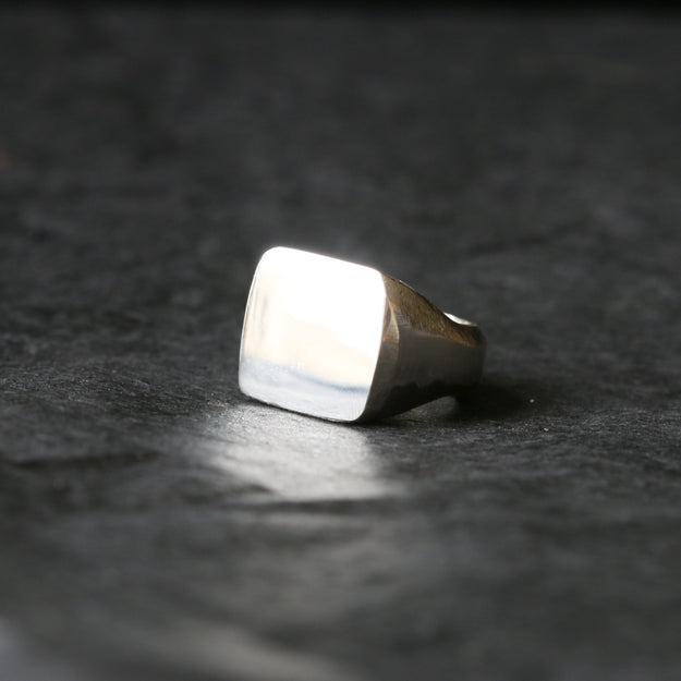 Sand Cast Silver Square Signet Ring - Image 3