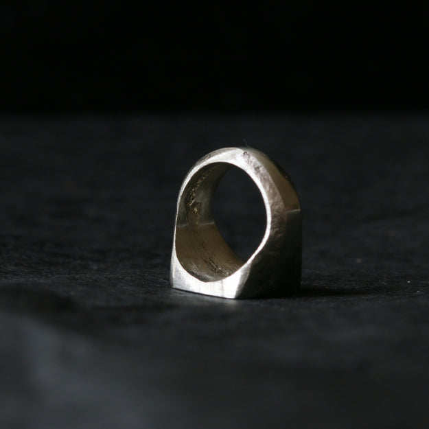 Sand Cast Silver Square Signet Ring - Image 7