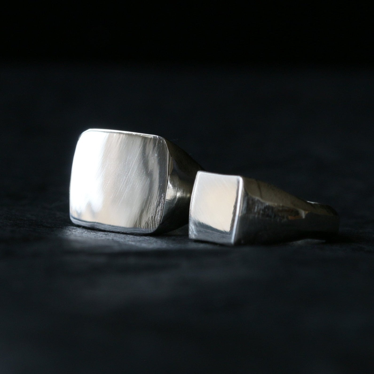 Sand Cast Silver Square Signet Ring