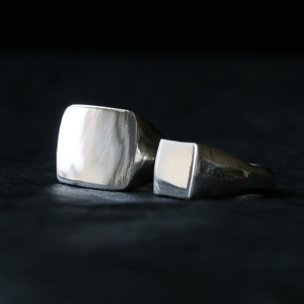 Sand Cast Silver Square Signet Ring - Image 1