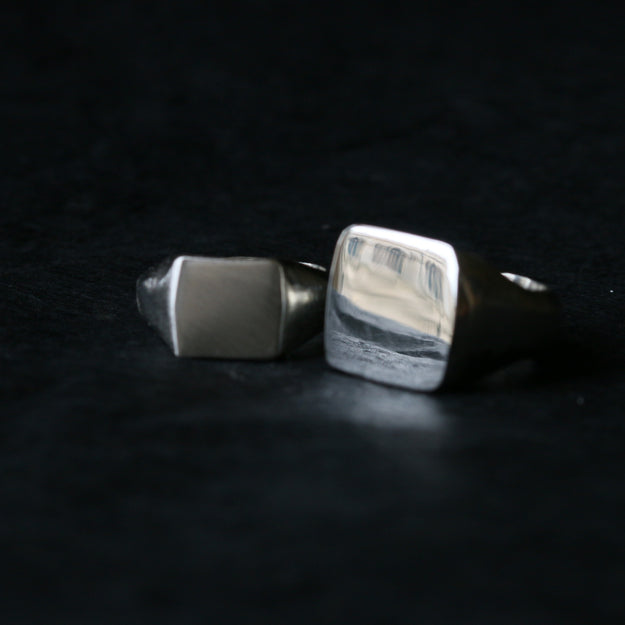 Sand Cast Silver Square Signet Ring - Image 5