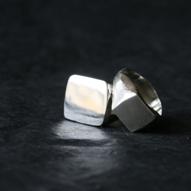Sand Cast Silver Square Signet Ring - Image 4