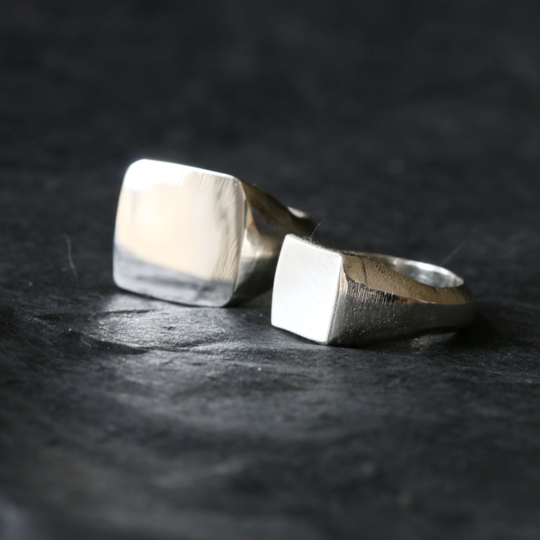Sand Cast Silver Square Signet Ring