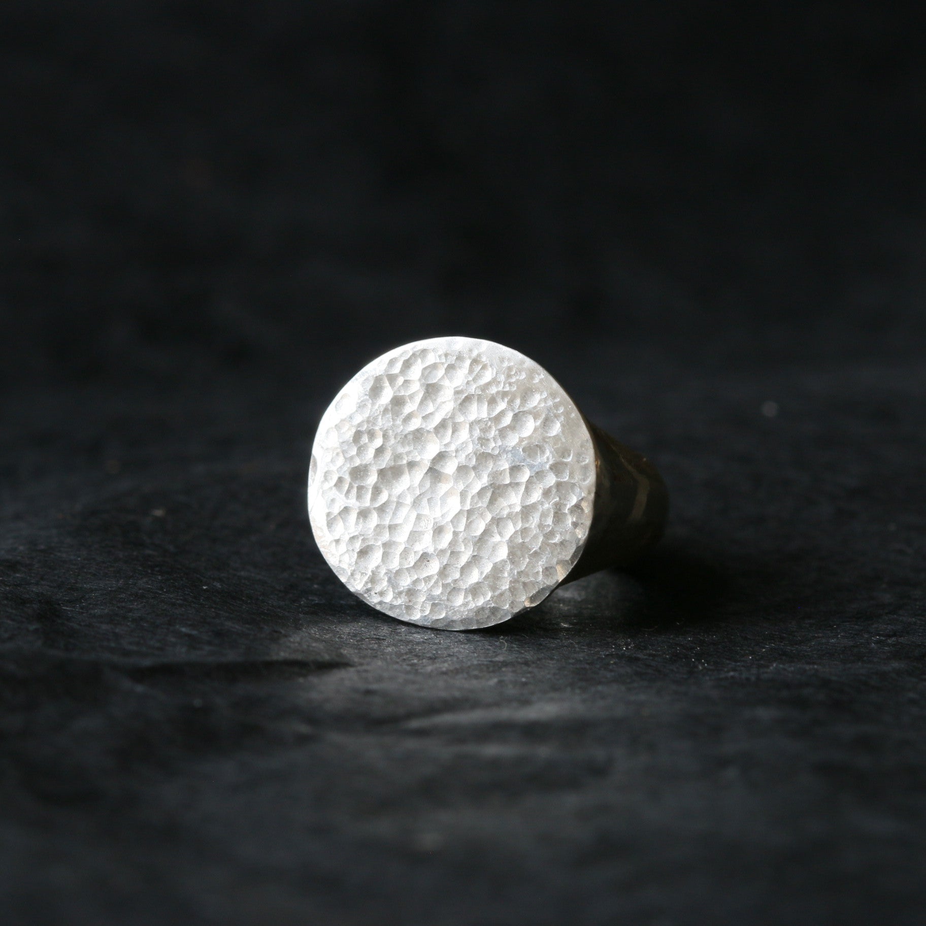 Sand Cast Silver Round Signet Ring