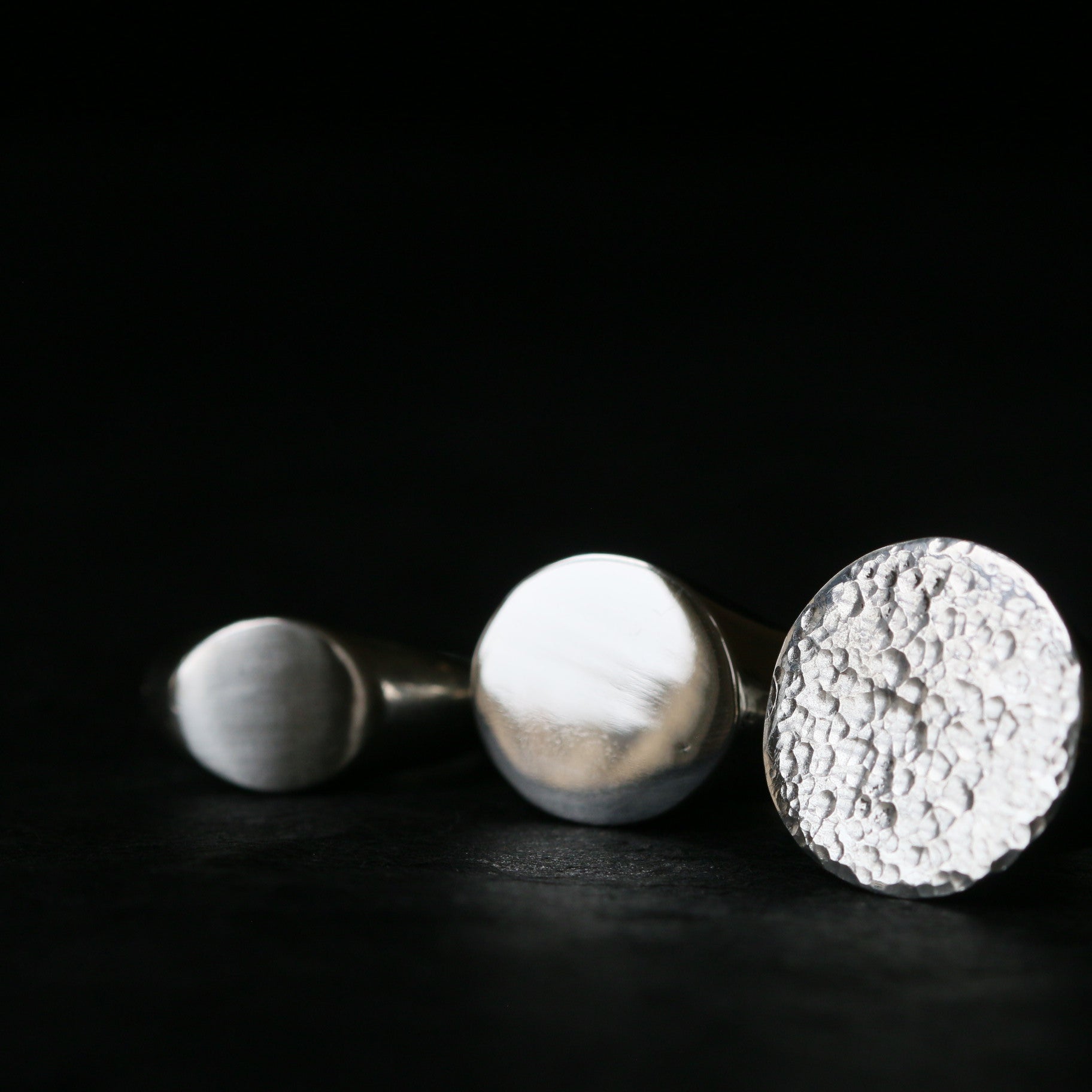 Sand Cast Silver Round Signet Ring