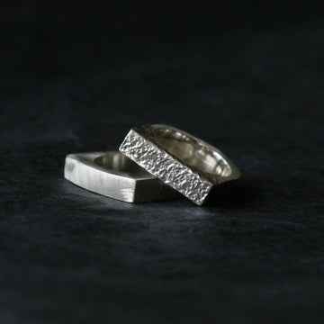 Sand Cast Silver Rectangle Signet Ring