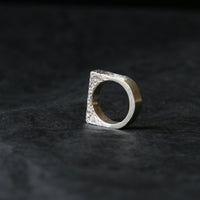 Sand Cast Silver Rectangle Signet Ring - Thumbnail 5