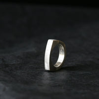 Sand Cast Silver Rectangle Signet Ring - Thumbnail 8