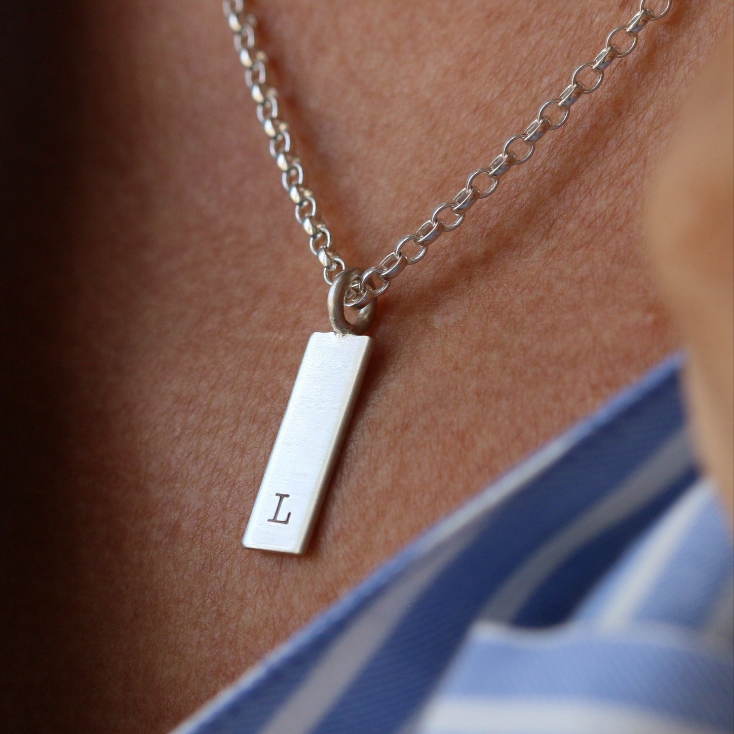 Personalised Initial Ingot Bar Necklace